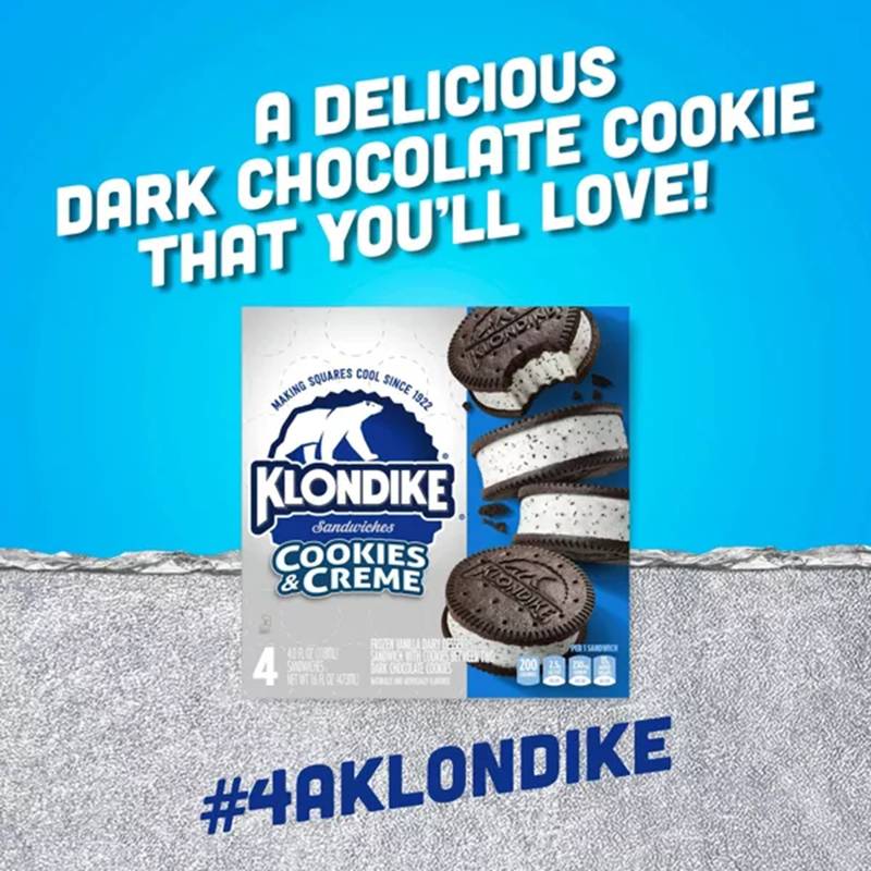 Klondike Cookies & Cream Ice Cream Sandwich, 4ct