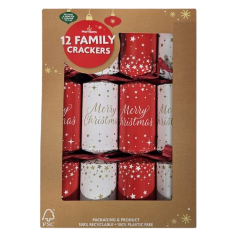 Morrisons Red Christmas Crackers, 12pcs
