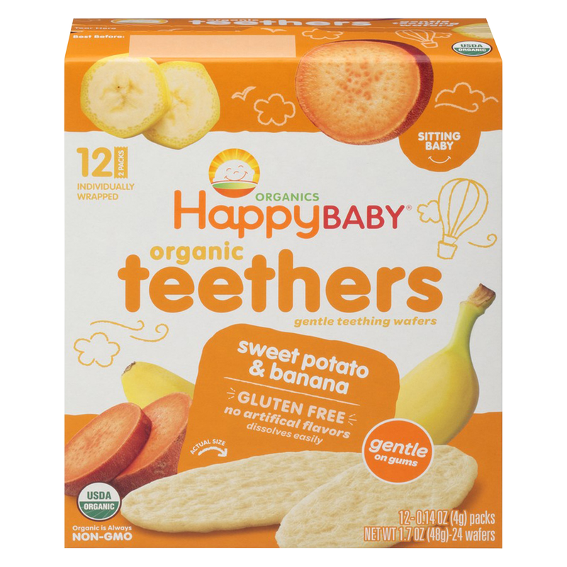 Happy Baby Organic Sweet Potato & Bananas Gentle Teethers 12ct