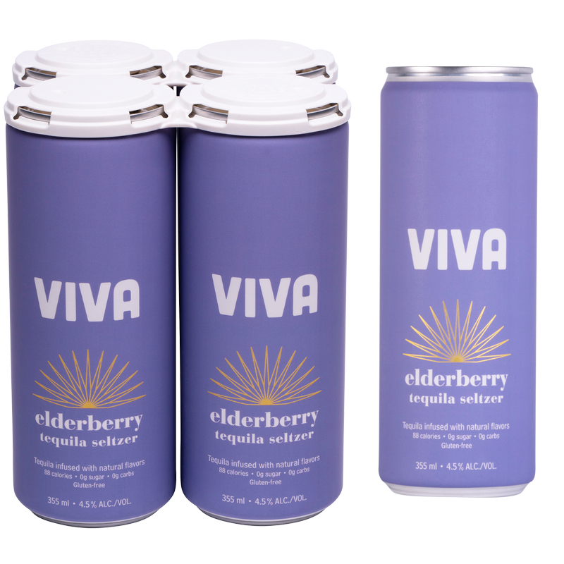 Viva Tequila Seltzer Elderberry 4pk 355ml Can 4.5% ABV