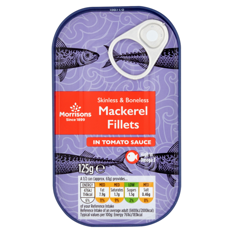 Morrisons Mackerel Fillets in Tomato Sauce, 125g