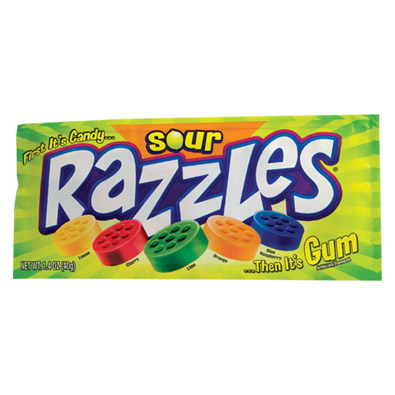 Razzles Sour Candy Gum 1.4oz