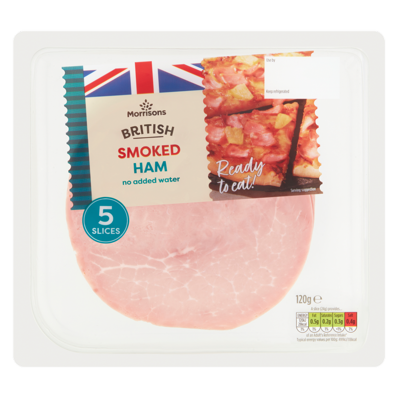 Morrisons 5 British Smoked Ham Slices, 120g