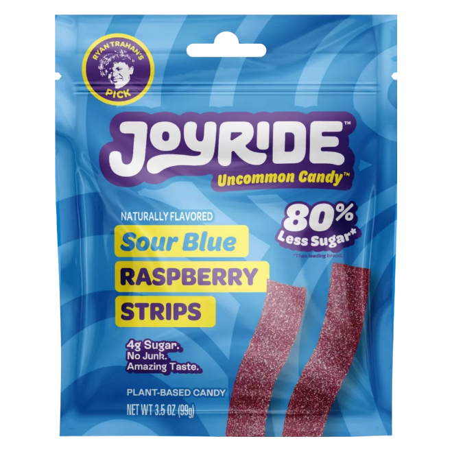 JoyRide Low Sugar Sour Blue Raspberry Strips, 3.5oz
