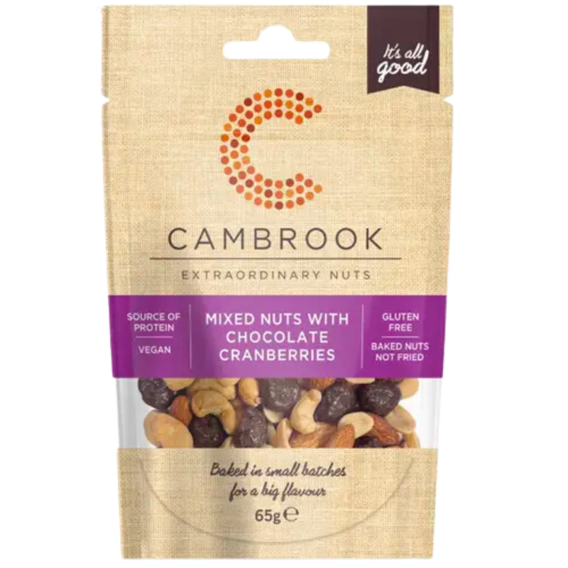 Cambrook Mixed Nuts With Chocolate Cranberries, 65g
