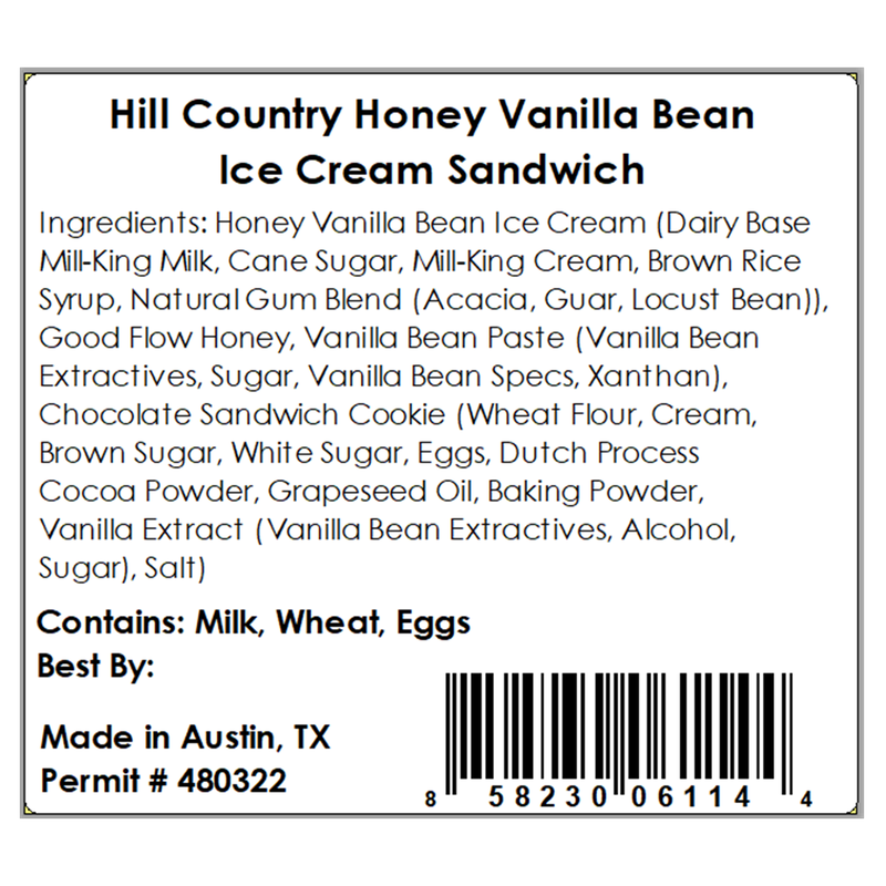 Lick Honest Ice Creams Hill Country Honey & Vanilla Bean Ice Cream Sandwich 4.25oz