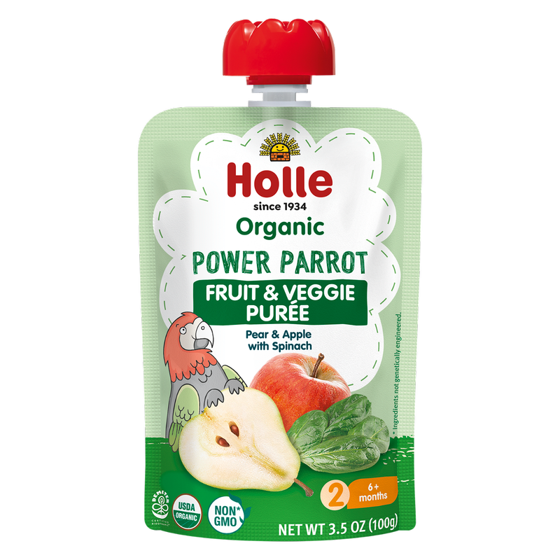 Holle Organic Fruit & Veggie Puree Pouch-Power Parrot, 3.5oz