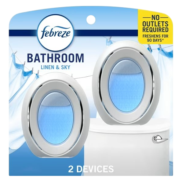 Febreze Bathroom Air Freshener, Linen & Sky Scent, 2 Count