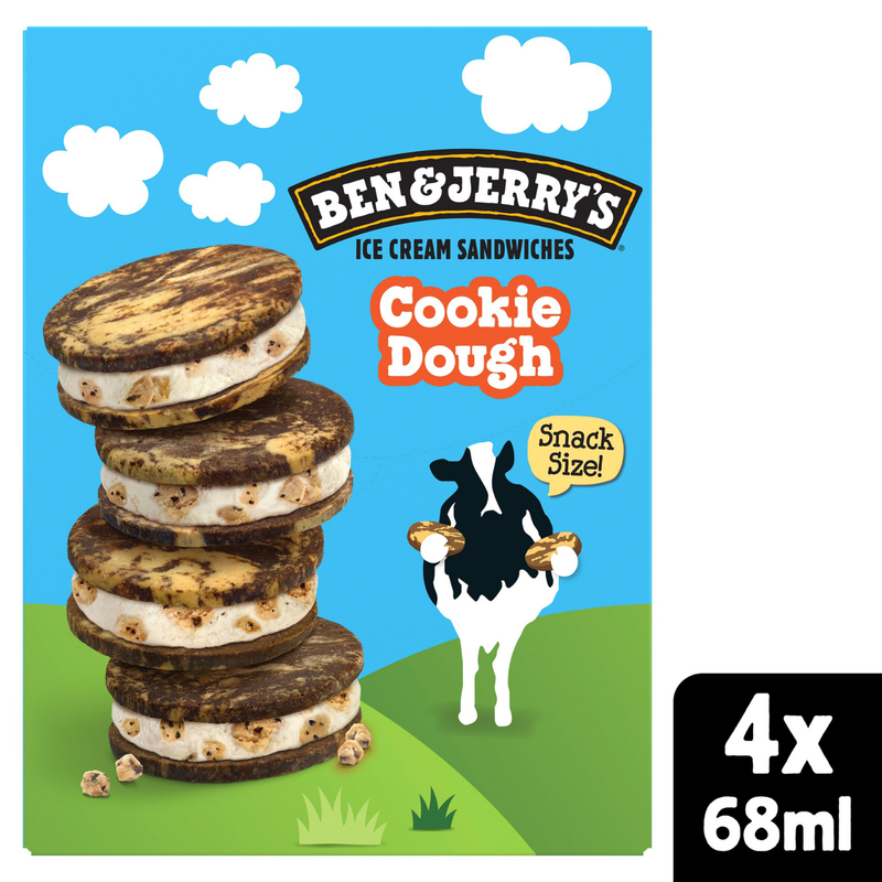 Ben & Jerry's Cookie Dough Ice Cream Sandwich, 4 x 68ml