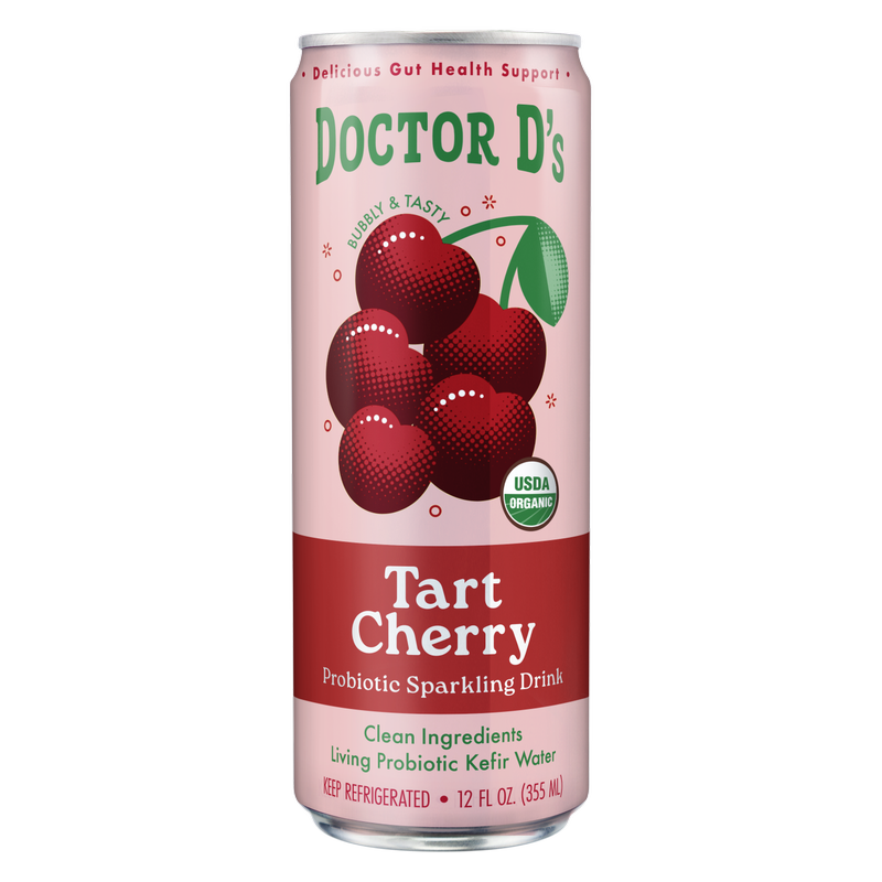 Doctor D's Tart Cherry Sparkling Probiotic Drink 12oz Can