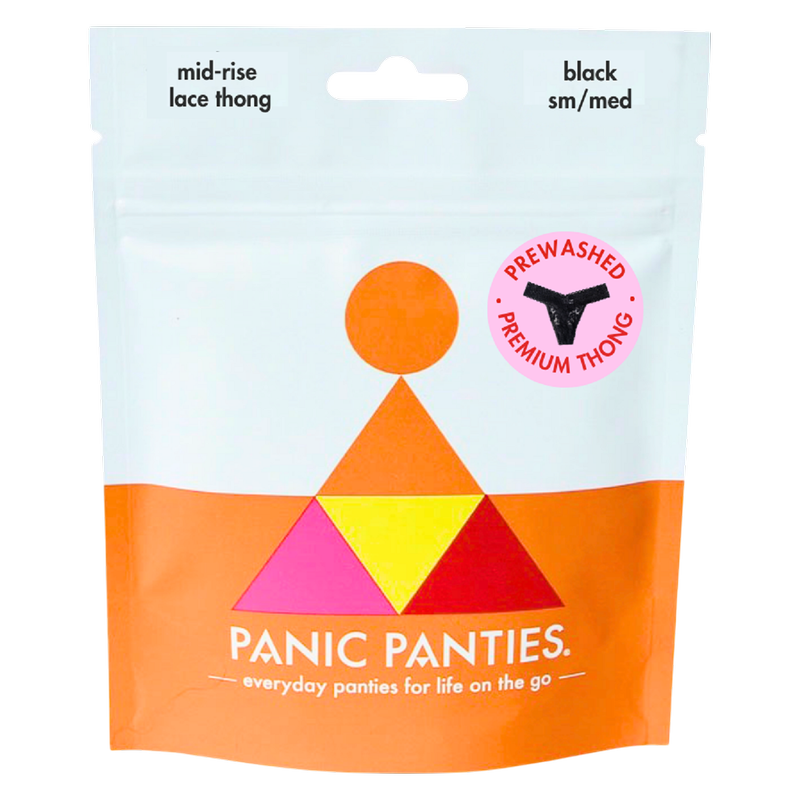 Panic Panties Underwear S/M Black Lace Thong