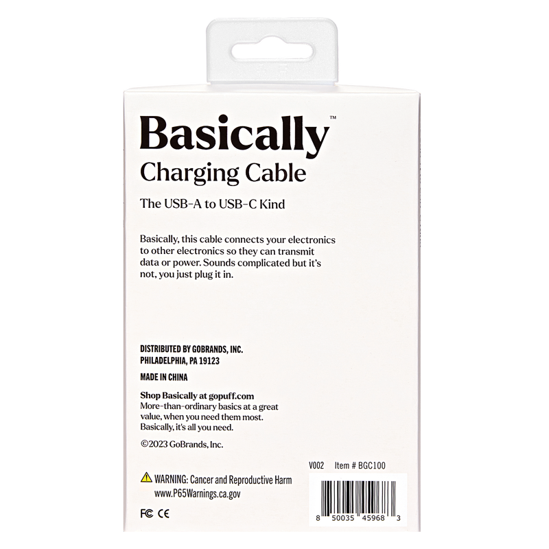 Basically, 6' USB-C to USB-A Charging Cable