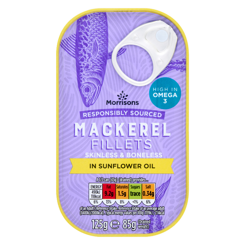 Morrisons Mackerel Fillets in Sunflower Oil, 125g