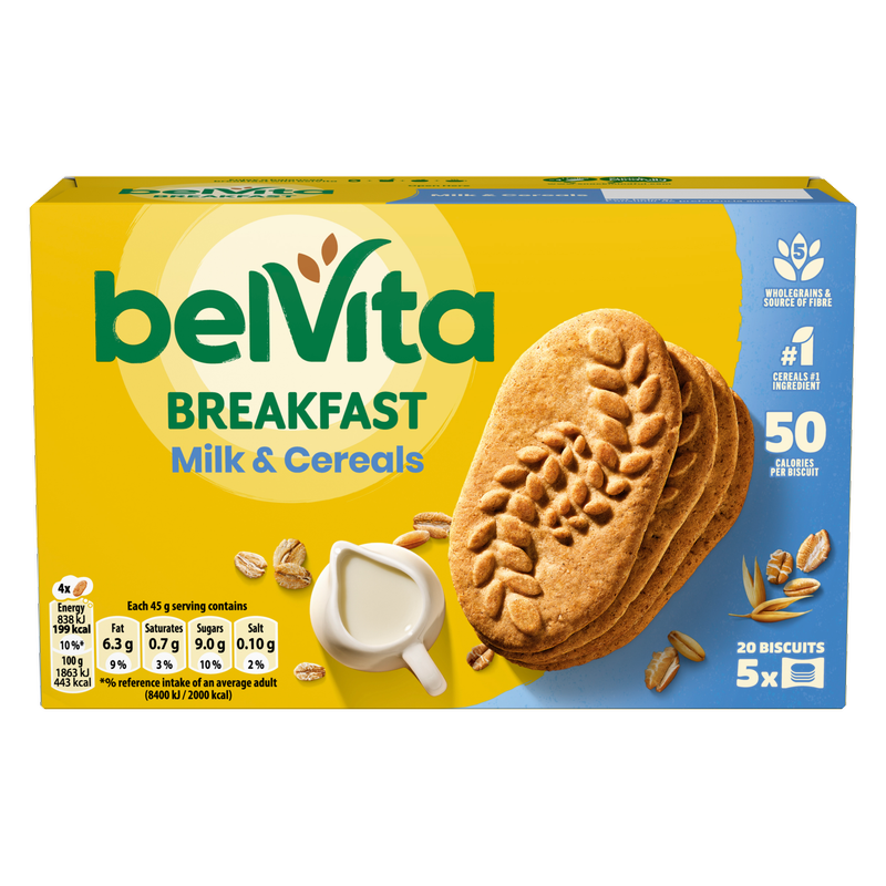 Belvita Milk & Cereals Breakfast Biscuits, 5 x 40g