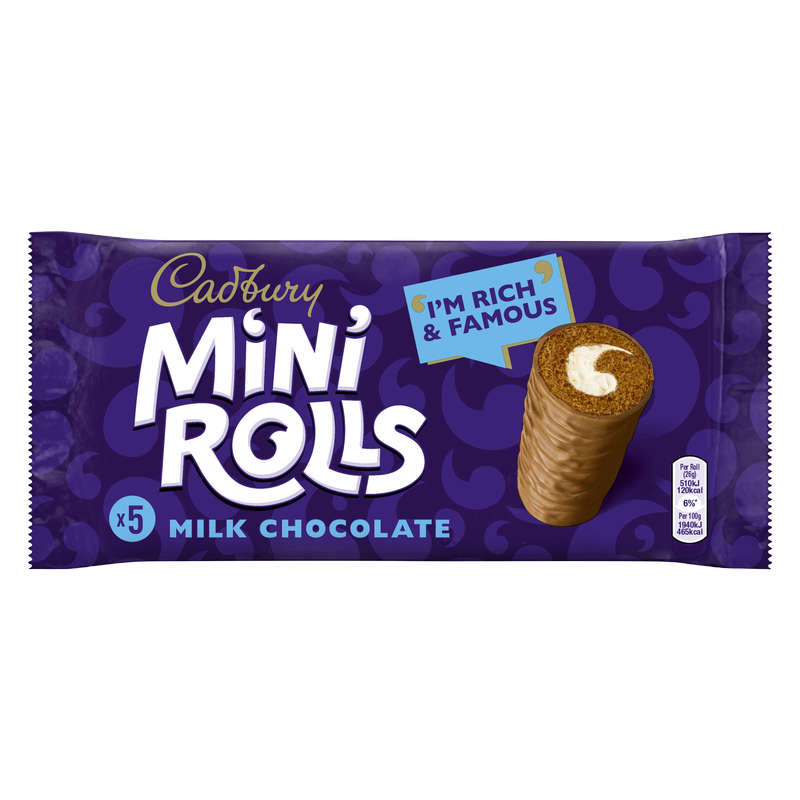 Cadbury Mini Rolls Milk Chocolate, 5 x 27g