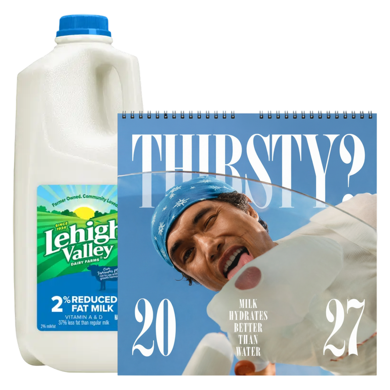 2027 Milk Man Hydration Calendar & Lehigh Valley 2% Reduced Fat Milk - 1/2 Gallon