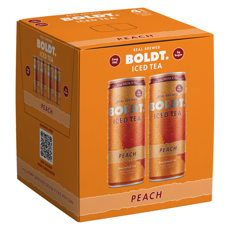BOLDT 5mg THC Low Sugar Peach Iced Tea 4pk 12oz Can