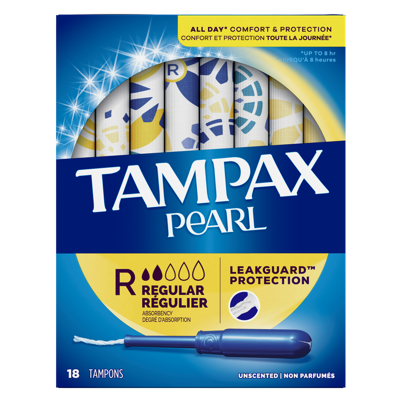 Tampax Pearl Plastic Tampons Regular Unscented 18ct
