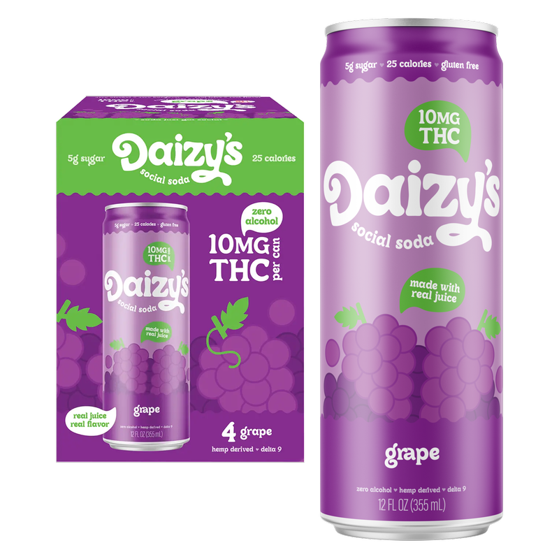 Daizy's 10mg THC Grape Soda 4pk 12oz Can- XL