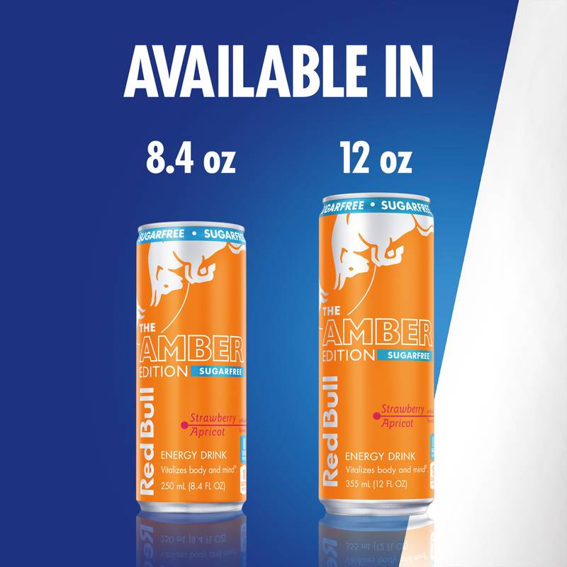Red Bull Sugar Free Amber Edition Strawberry Apricot Energy Drink 24pk 12oz Can- XL