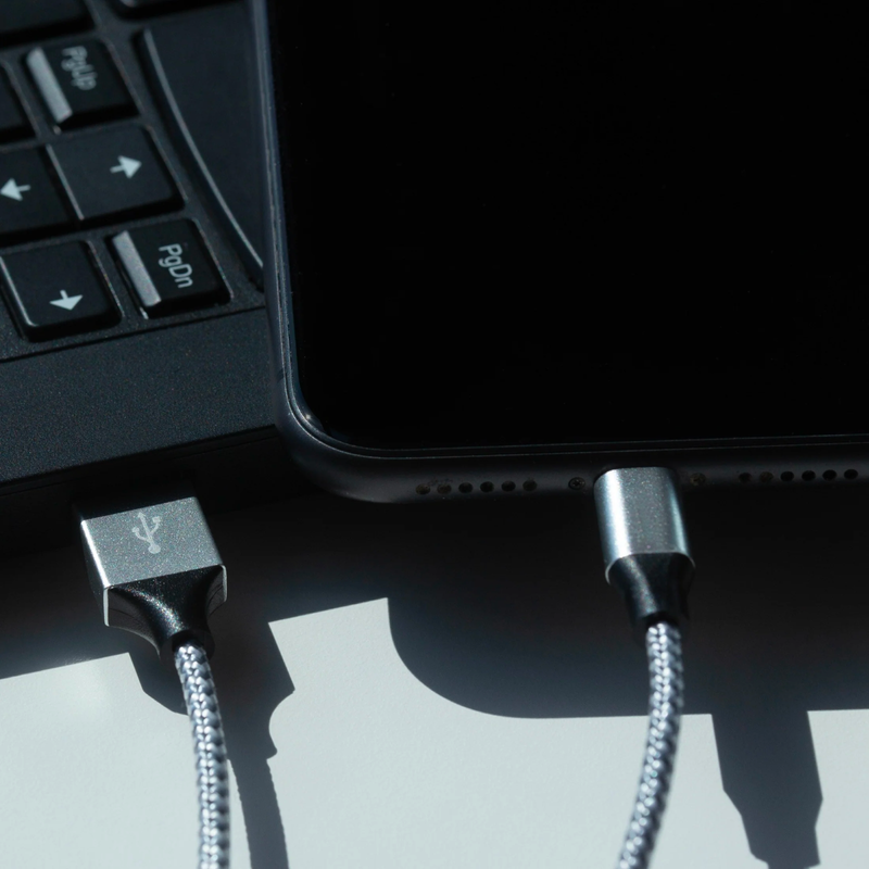 Maplin 1m iPhone Lightning to USB-A Braided Cable, 1pcs