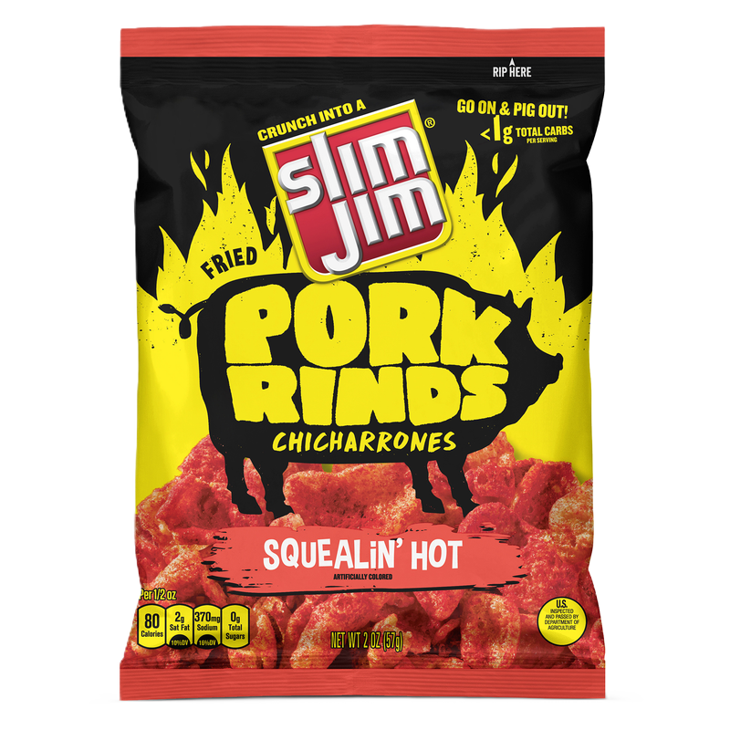 Slim Jim Squealin' Hot Pork Rinds 2oz