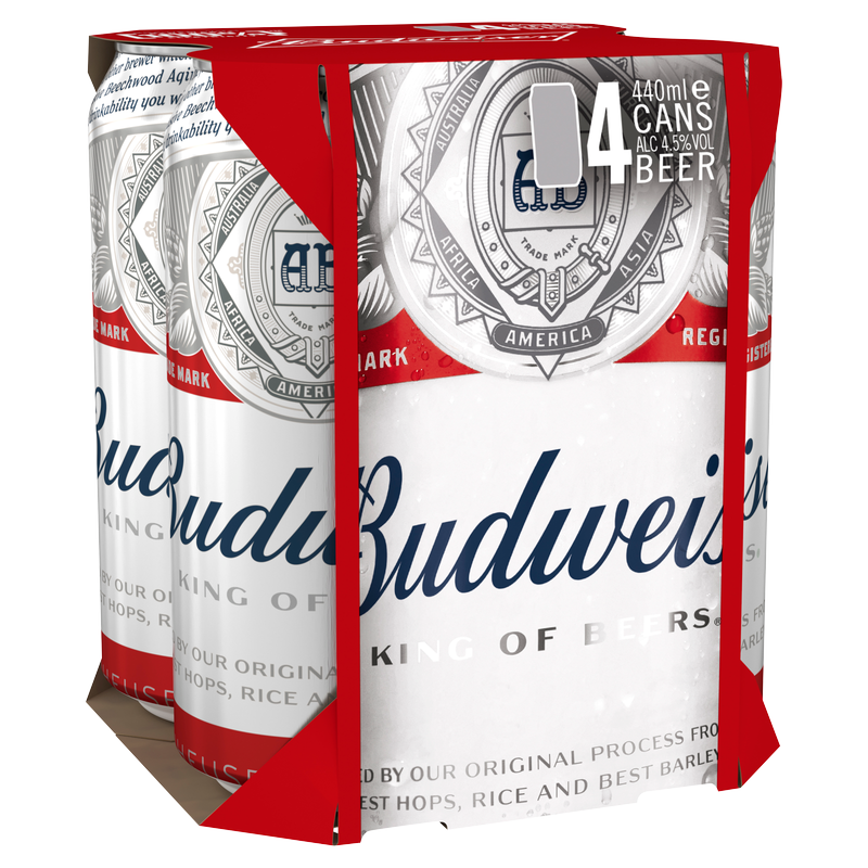 Budweiser Lager Beer, 4 x 440ml