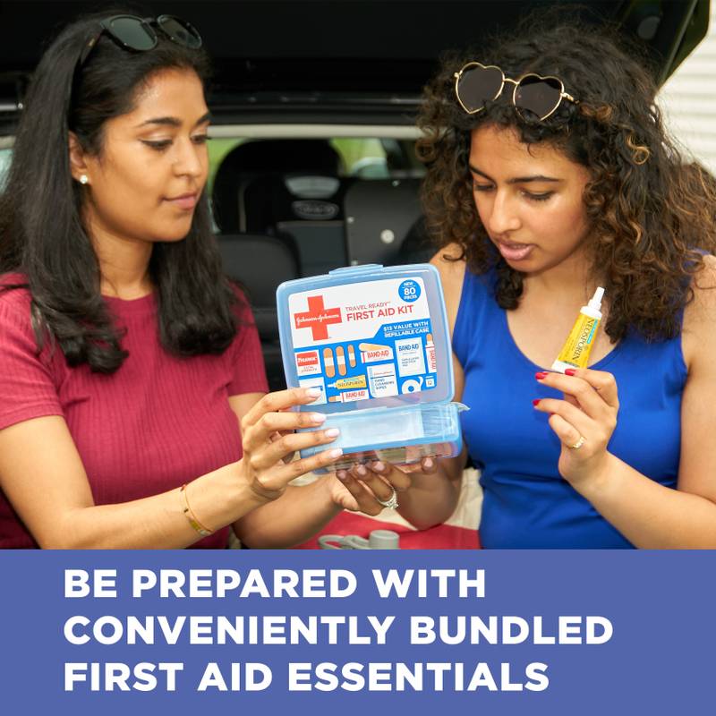 Johnson & Johnson Travel Ready First Aid Kit, 80 Pieces