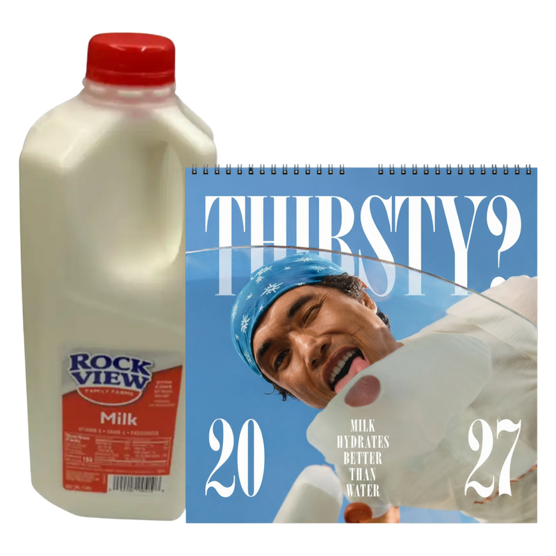 2027 Milk Man Hydration Calendar & Rockview Whole Vitamin D MIlk - 1/2 gallon