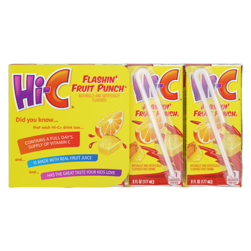 Hi-C Flashin' Fruit Punch Juice Boxes Made with Real Fruit Juice, 8-pack, 6 oz. each