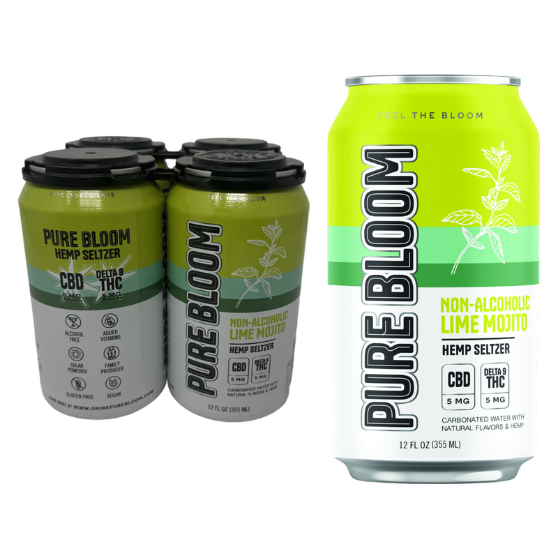 Pure Bloom Lime Mojito 5mg THC Seltzer 4pk 12oz Cans