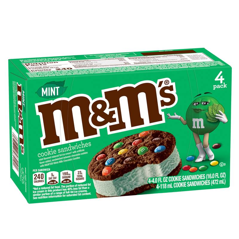 M&M's Mint Ice Cream Cookie Sandwich 4ct 16oz