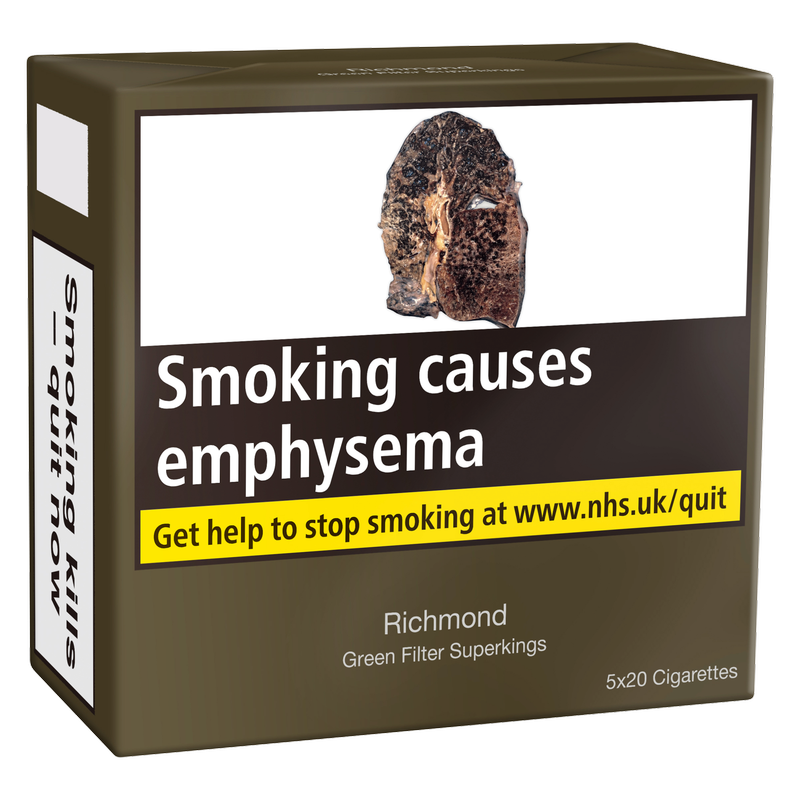 Richmond Green Filter Superkings Cigarettes, 5 x 20pcs