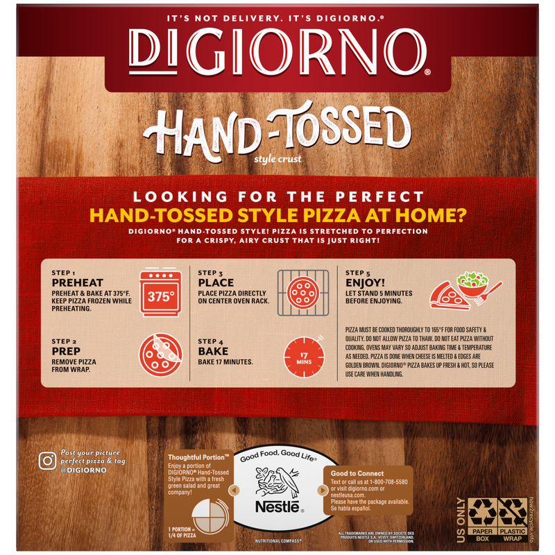 DiGiorno Frozen Hand Tossed Four Cheese Personal Pizza, 9.2oz
