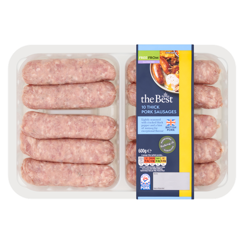 Morrisons The Best 10 Thick Pork Sausages, 600g