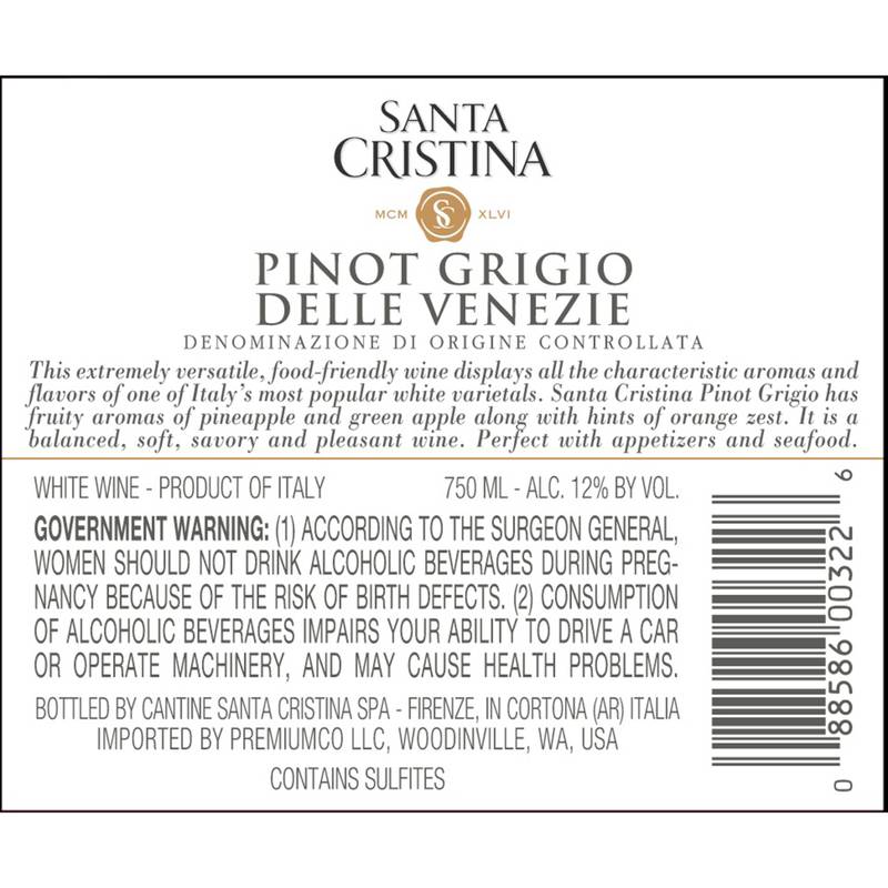 Santa Cristina Pinot Grigio 750ml