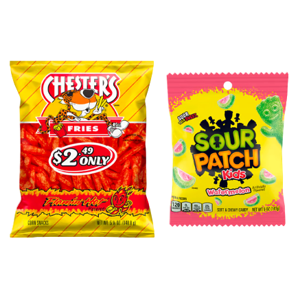 Chester's Flamin' Hot Fries 5.25oz & Sour Patch Kids Watermelon Soft & Chewy Candy 5oz