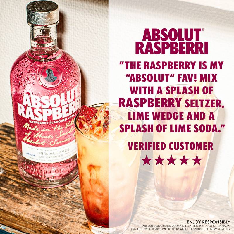 Absolut Raspberri Vodka 1L (76 proof)