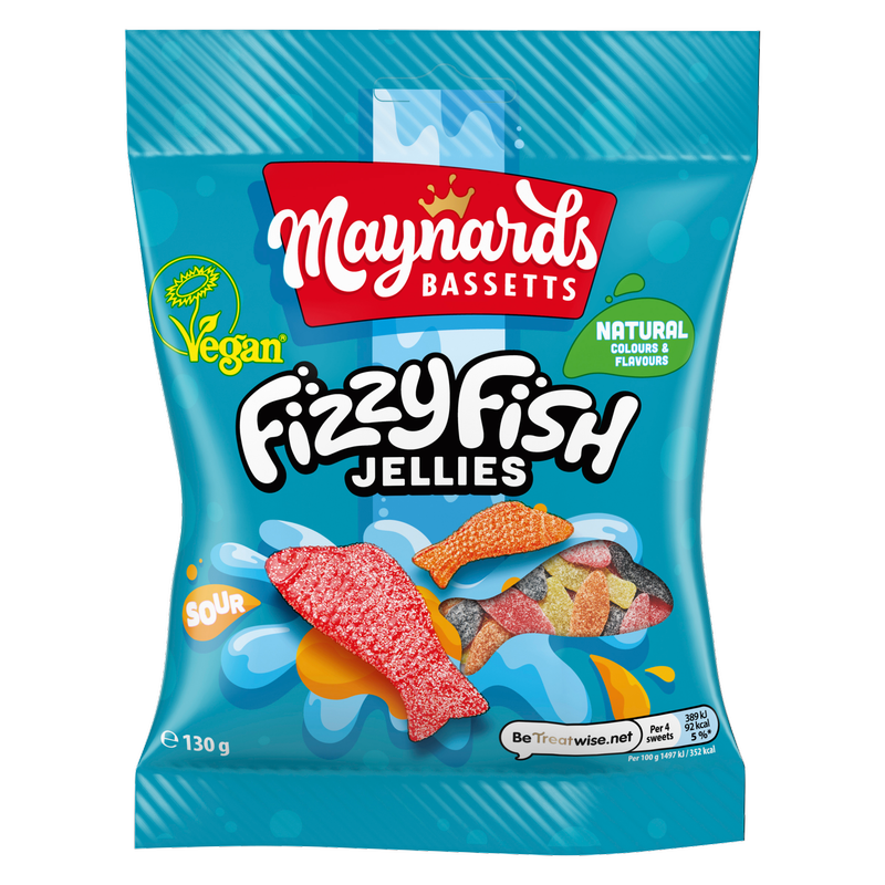 Maynards Bassetts Fizzy Fish Jellies, 130g