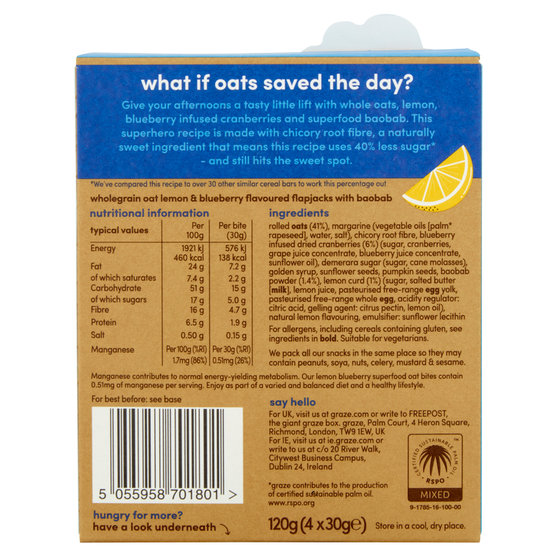 Graze Lemon Blueberry Oat Boost, 4x30g