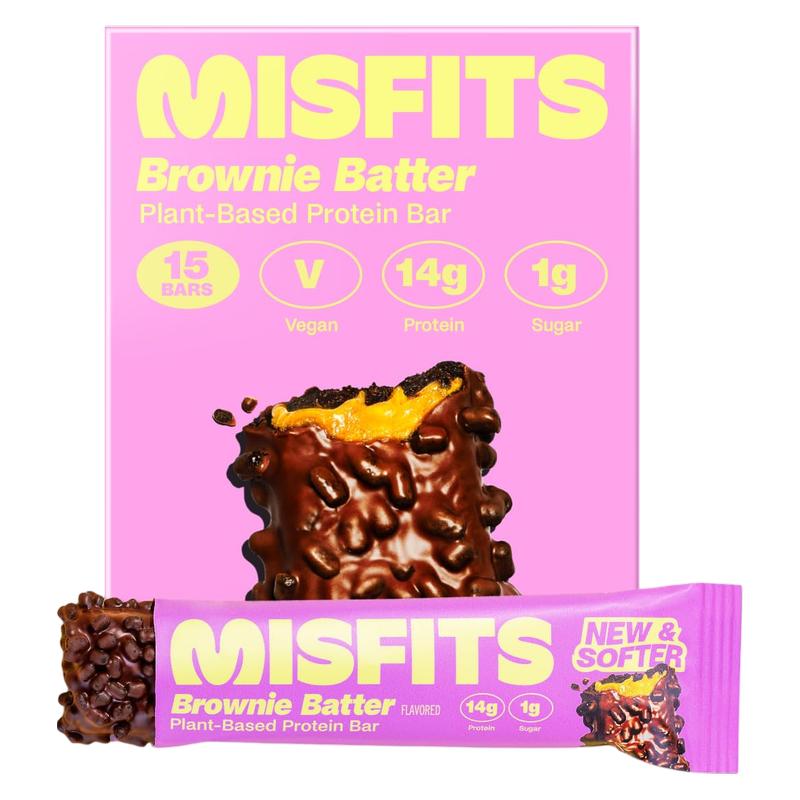 Misfits Plant-Based Brownie Batter Protein Bar Case 15 CT
