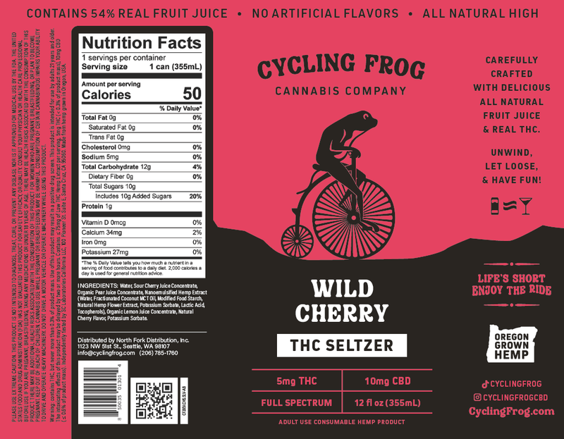 Cycling Frog 5mg THC Wild Cherry Seltzer 12oz Can