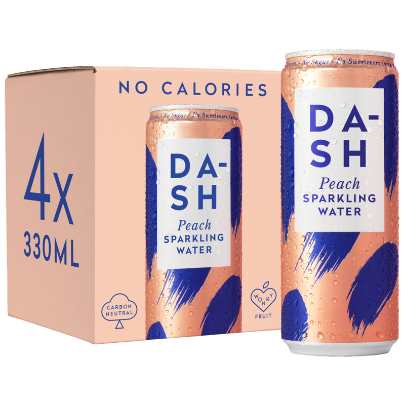 Dash Sparkling Peach Water, 4 x 330ml