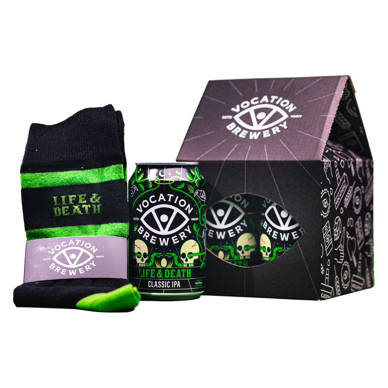 Vocation Life & Death IPA Beer & Socks Gift Set, 4 x 330ml