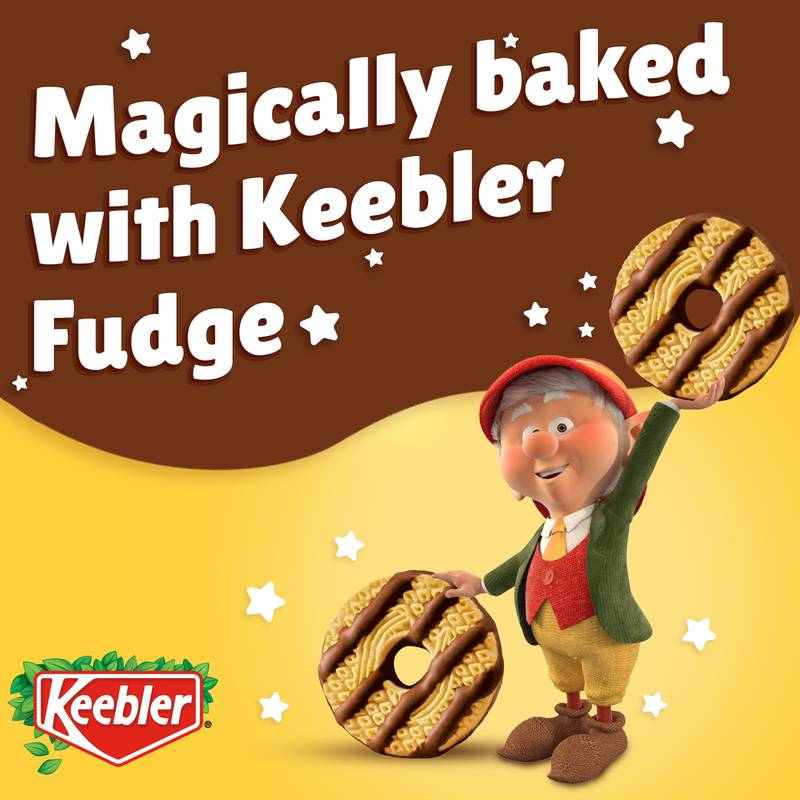 Keebler Fudge Stripes, Original Shortbread Cookies Coated in Keebler Fudge, Family Size 17.3 oz