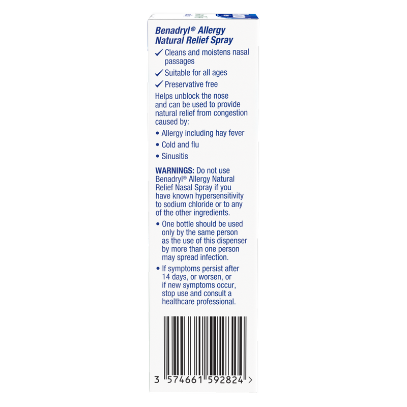 Benadryl Allergy Natural Relief Nasal Spray, 15ml