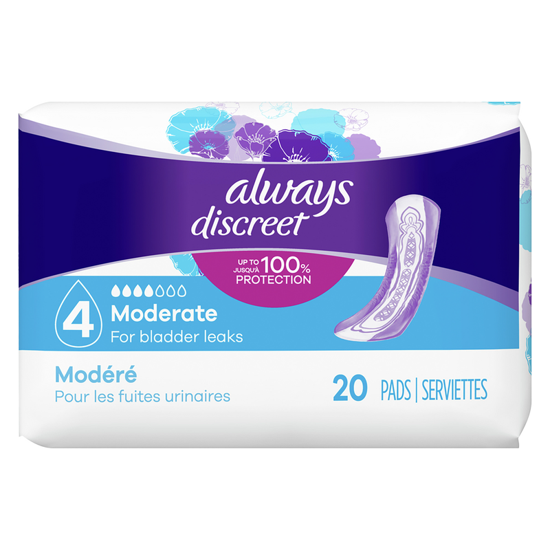 Always Discreet Incontinence Pads Moderate Size 4 20ct