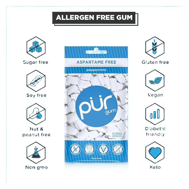 Pur Aspartame Free Peppermint Gum 55ct
