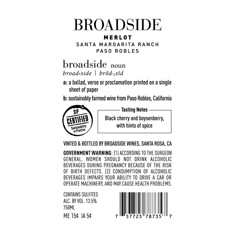 Broadside Merlot 750 ml