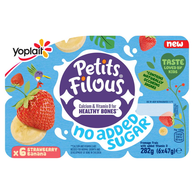 Petits Filous No Added Sugar Strawberry & Banana Fromage Frais, 6 x 47g